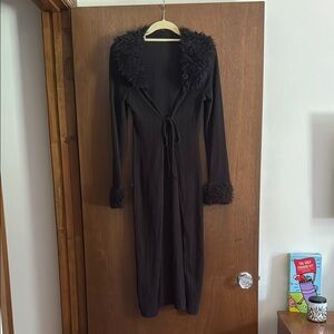 Forever 21 Black Cardigan with Faux Fur